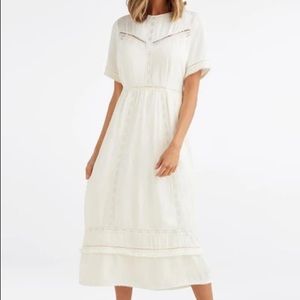 Vetta Capsule The Lace Midi Dress Small, Ivory NWT